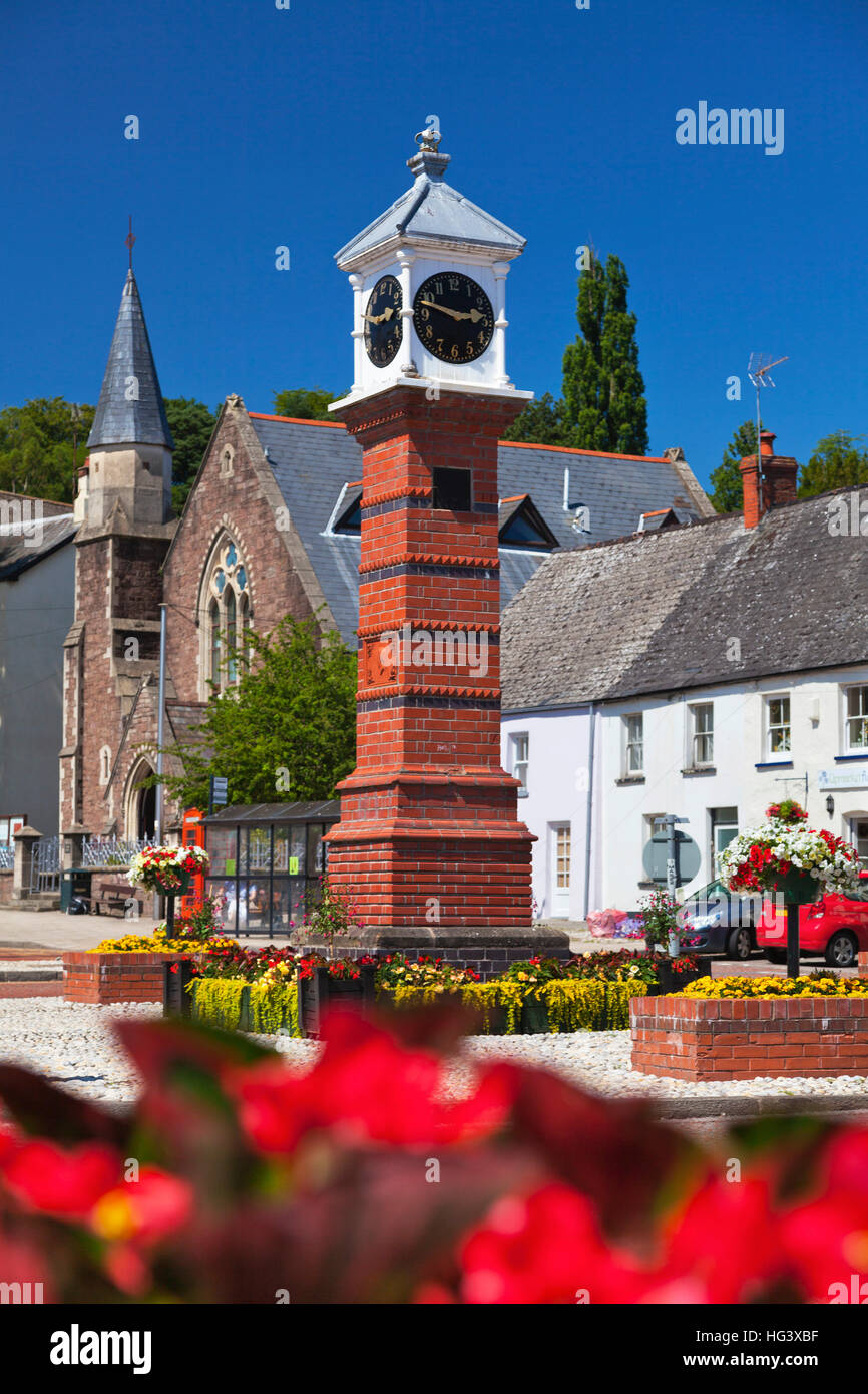 Tour de l'horloge, Twyn Square, l'Usk, Monmouthshire, Wales, UK Banque D'Images