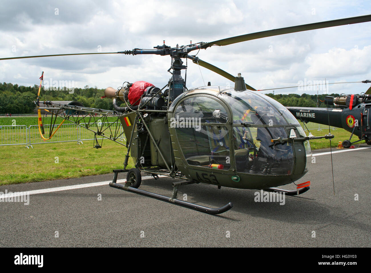 Hélicoptère Alouette II de l'Armée belge Banque D'Images