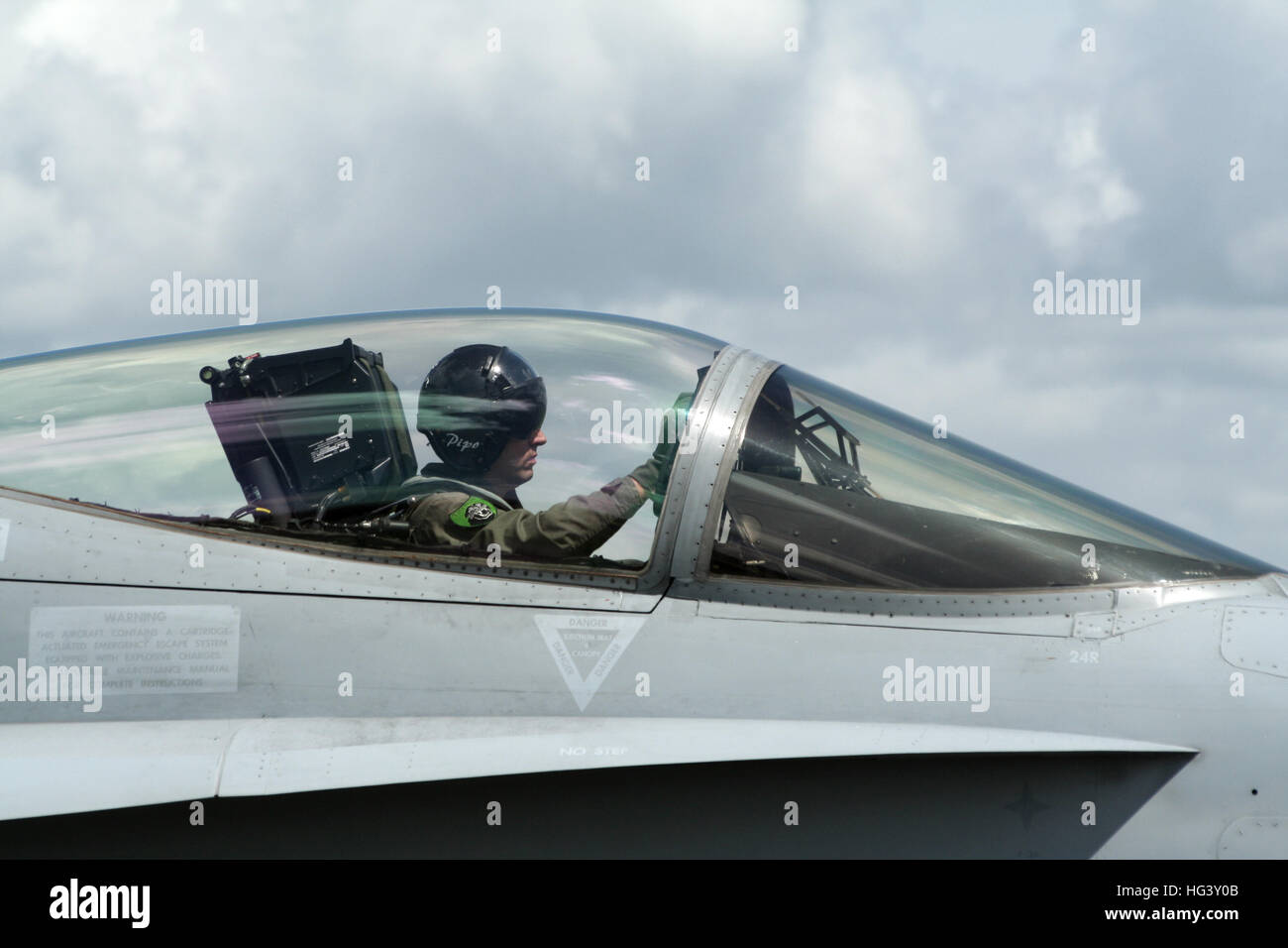 Mcdonnell douglas f/A-18 Hornet de cockpit pilote Banque D'Images