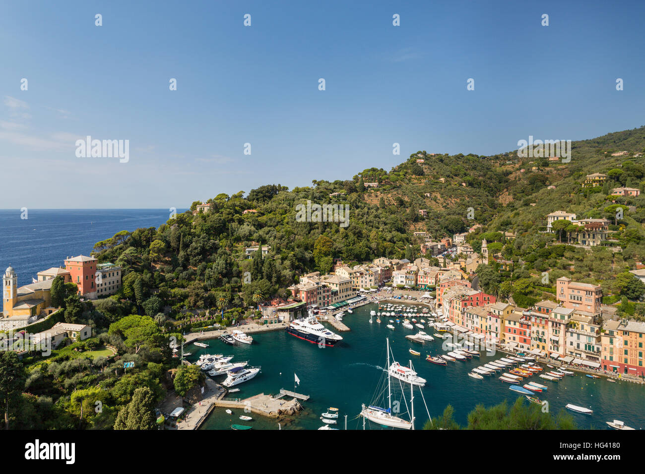 Portofino en Italie prises du haut du château Banque D'Images