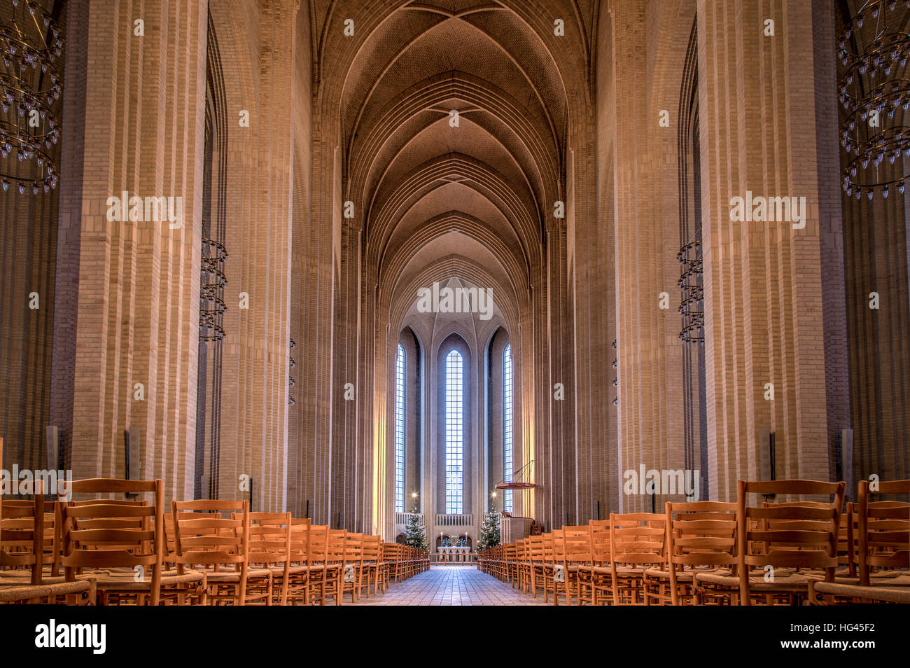 Copenhague, Danemark - janvier 03, 2017 : la photographie de l'intérieur de l'Église Grundtvigs Banque D'Images