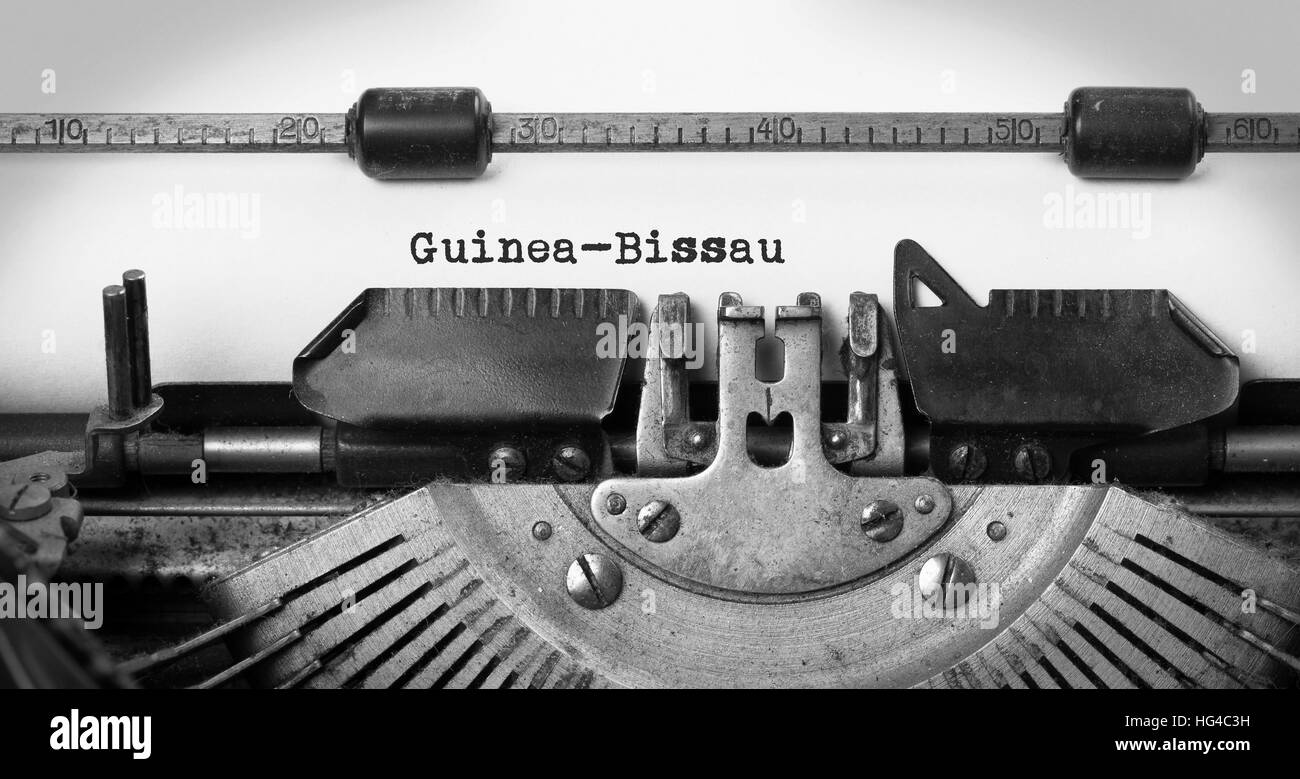 Inscription a été faite par vinrage typewriter, pays, la Guinée-Bissau Banque D'Images