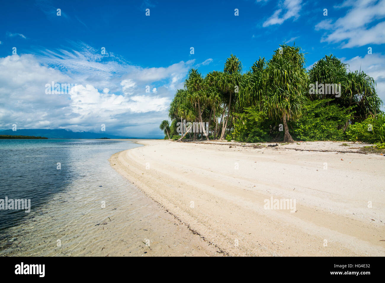 L'eau turquoise et plage de sable blanc, l'Ile Blanche, Buka, Bougainville, en Papouasie-Nouvelle-Guinée, du Pacifique Banque D'Images