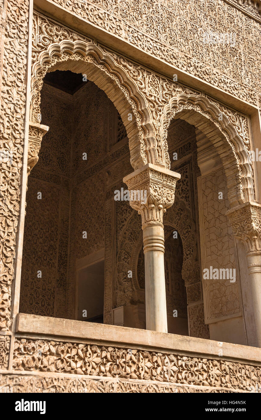 Fenêtre de l'Alhambra à Grenade, Andalousie, Espagne Banque D'Images