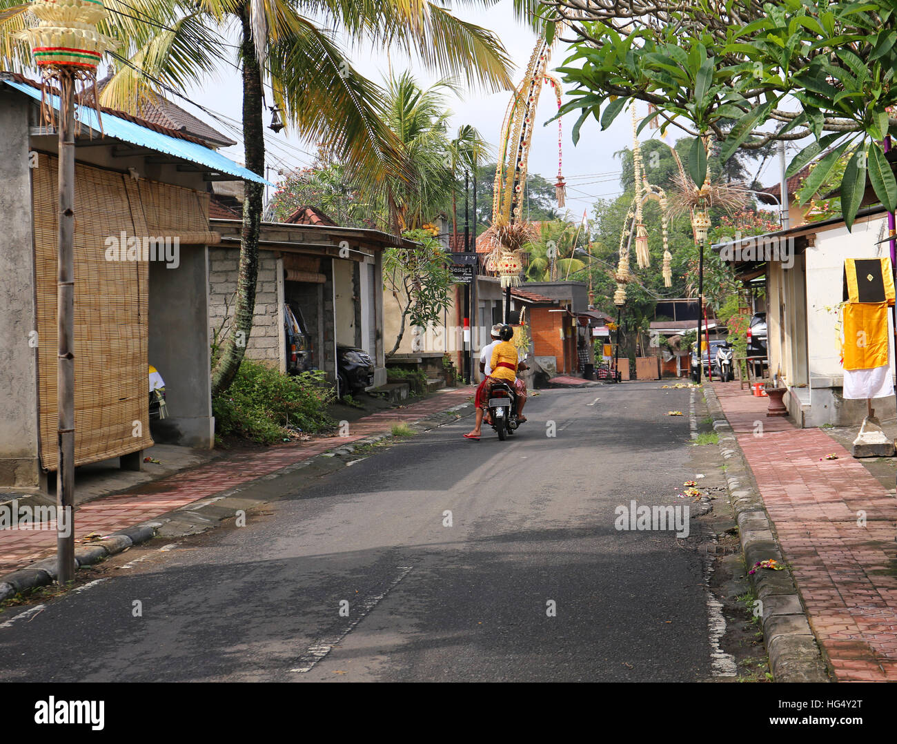 Rue typiquement Balinais - Ubud, Bali, Indonésie - 2016 Banque D'Images