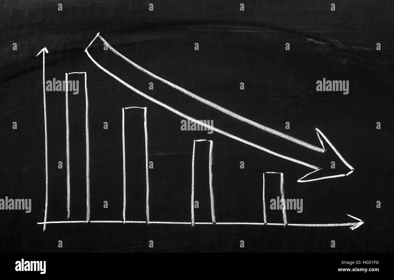 Tableau noir à la diminution de la carte. Tableau noir à la diminution de la carte. Banque D'Images