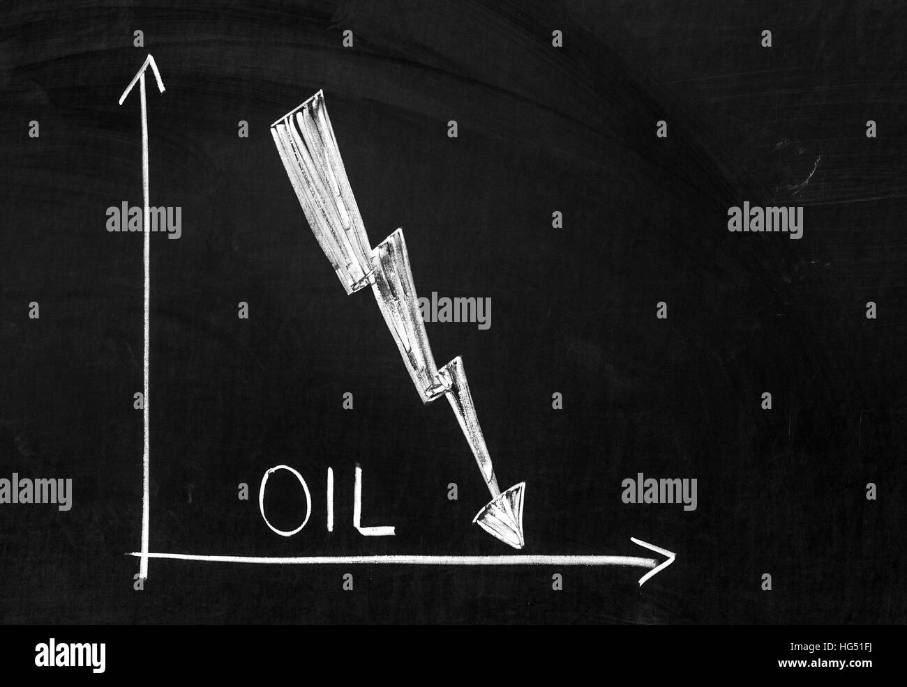 Graphique montrant la chute des prix du pétrole sur le marché Banque D'Images