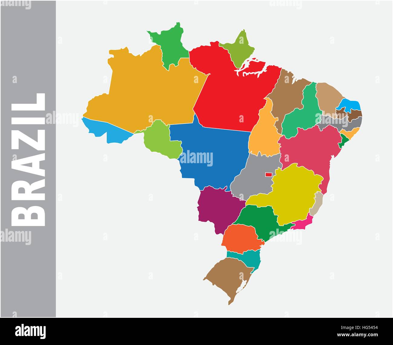 Brésil coloré carte vectorielle administrative et politique Illustration de Vecteur