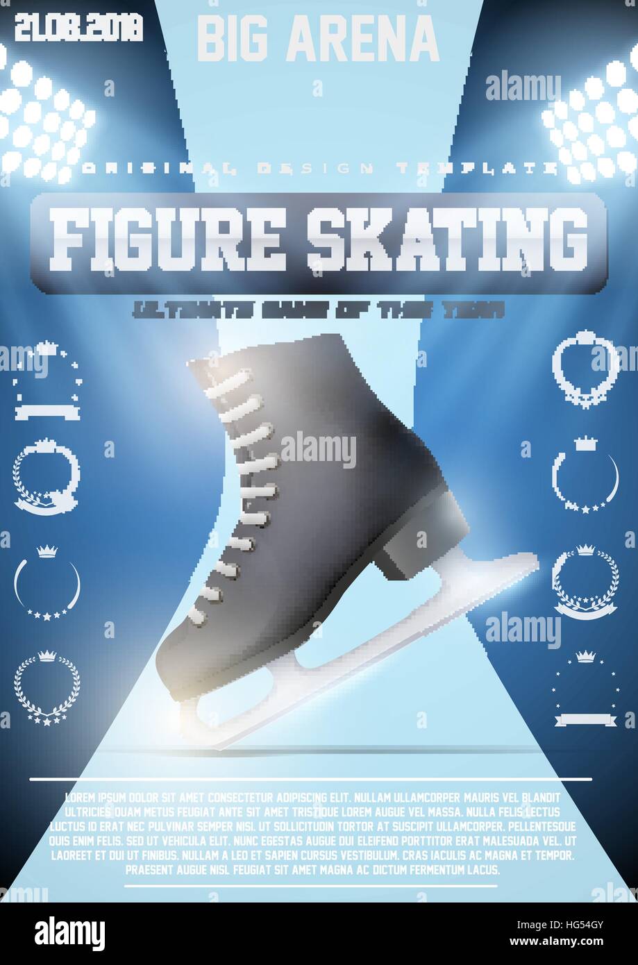 Modèle d'affiche de patinage artistique sur glace Illustration de Vecteur