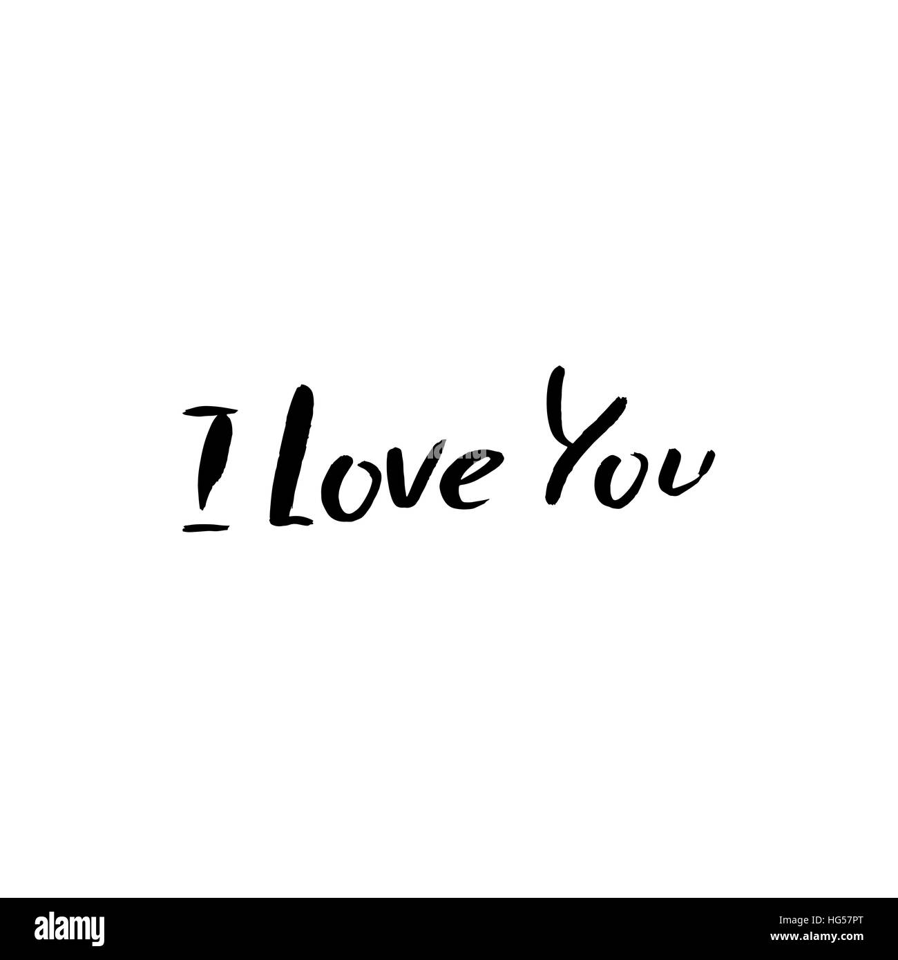 Je vous aime. La calligraphie au pinceau, texte manuscrit isolé sur fond blanc pour carte de Saint-Valentin, mariage , t-shirt ou de l'affiche. Illustration de Vecteur