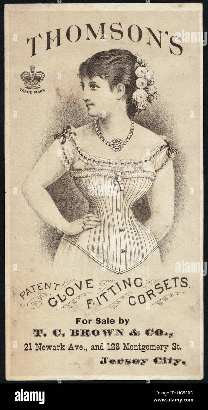 Le commerce du vêtement - Cartes de brevets de Thomson raccord gant corsets. Banque D'Images