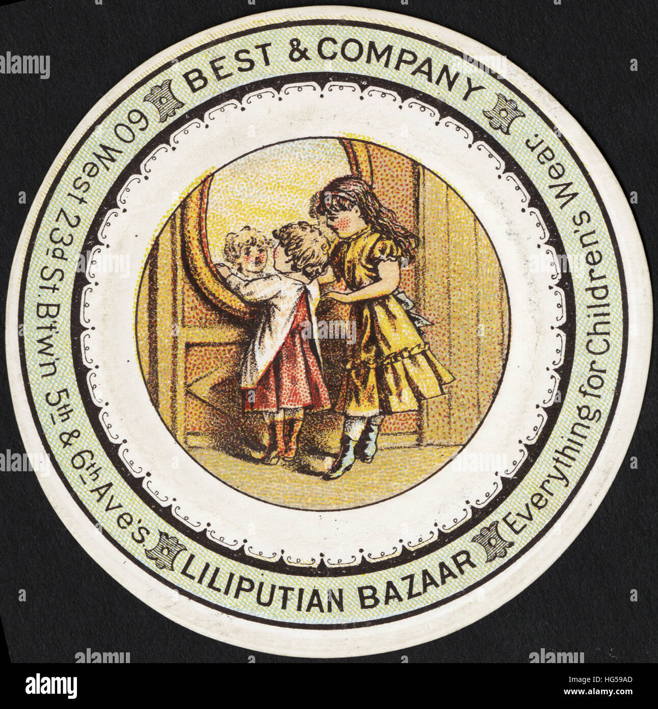 Le commerce du vêtement Cartes - Meilleure & Company, Bazar lilliputiennes, tout pour les enfants. Banque D'Images