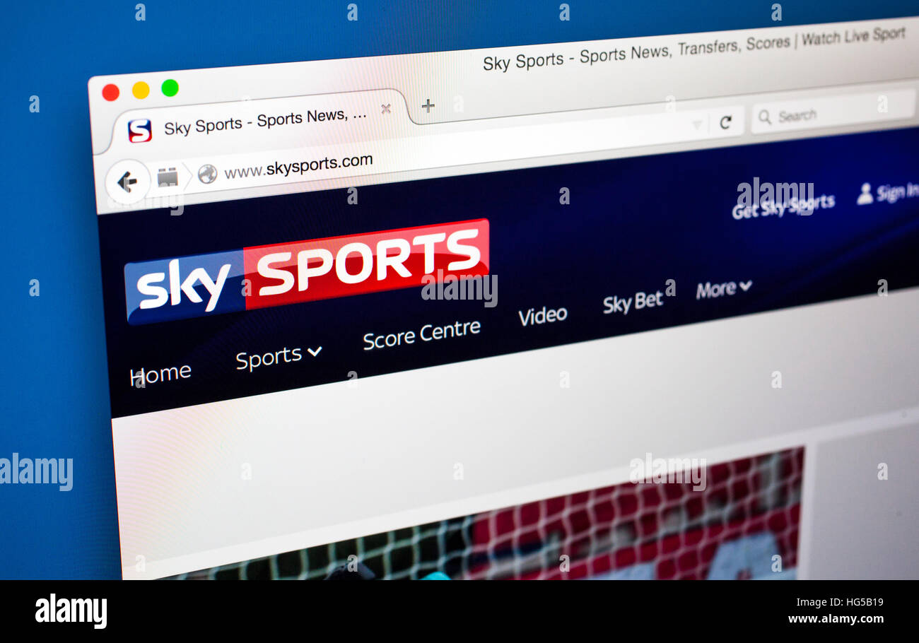 Londres, Royaume-Uni - 20 octobre 2015 : La page d'accueil du site officiel de Sky Sports, le 20 octobre 2015. Banque D'Images