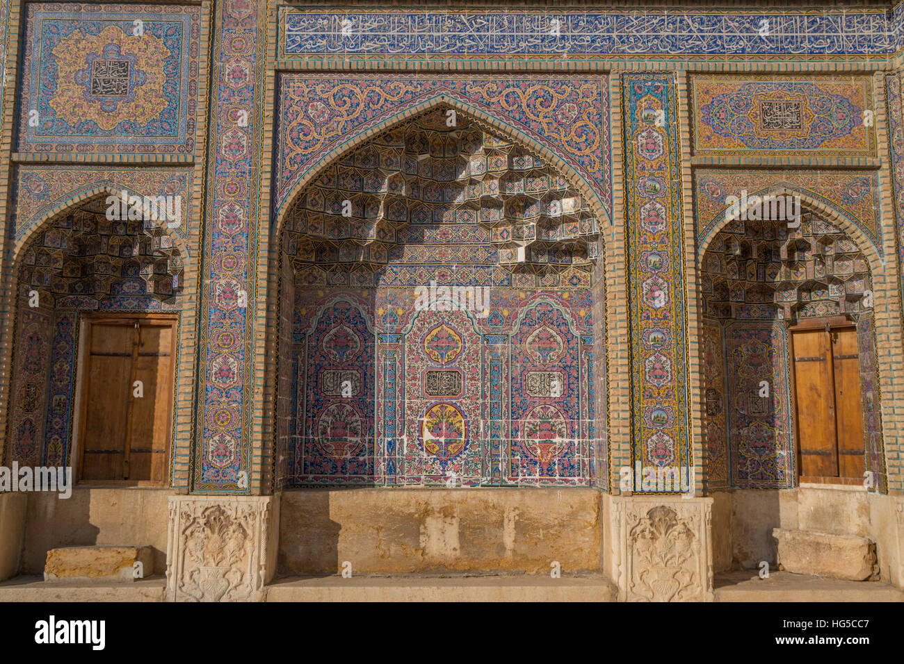 Fin du xixe siècle à carrelage Nasir al-Molk Mosquée, Shiraz, Iran, Moyen-Orient Banque D'Images