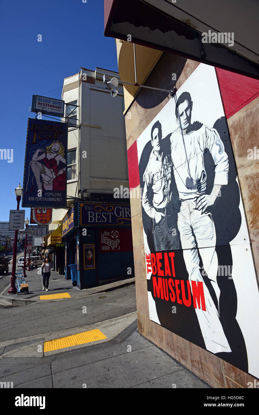 Le Beat Museum peintes à Broadway, San Francisco. Banque D'Images