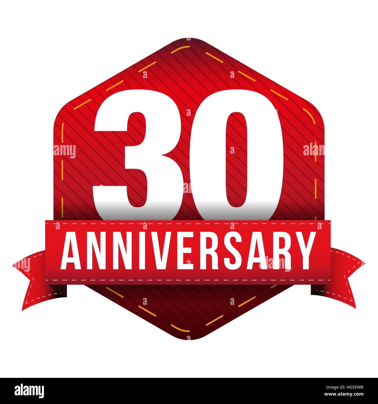 Trente Ans Anniversaire Badge Avec Ruban Rouge Image Vectorielle Stock Alamy