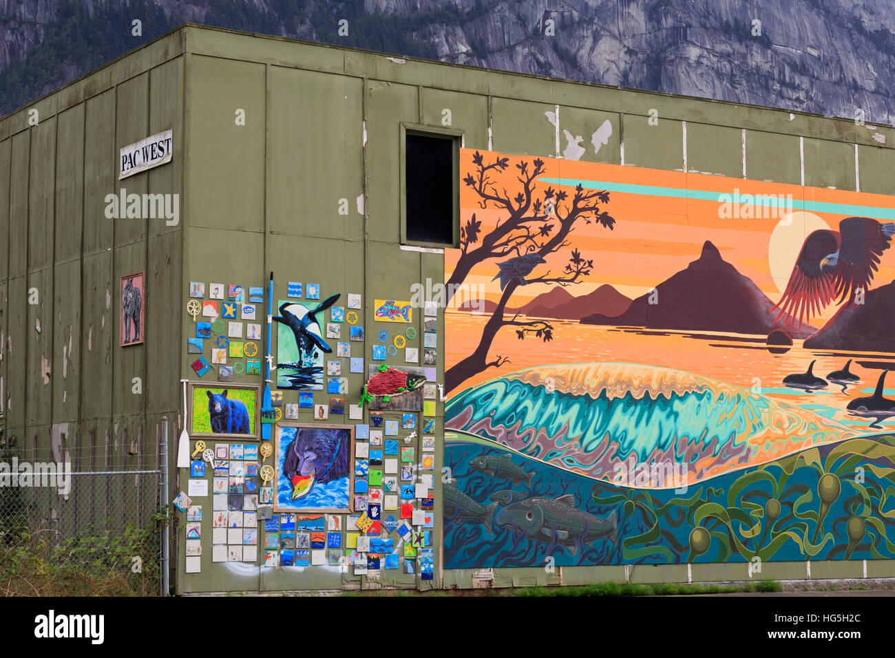 Le son Wall Mural, Squamish, Vancouver, British Columbia, Canada Banque D'Images