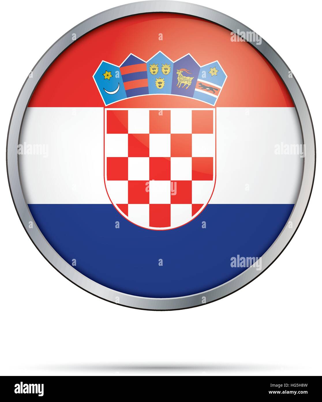 Le style de bouton de verre du pavillon de la Croatie avec cadre métallique. Illustration de Vecteur