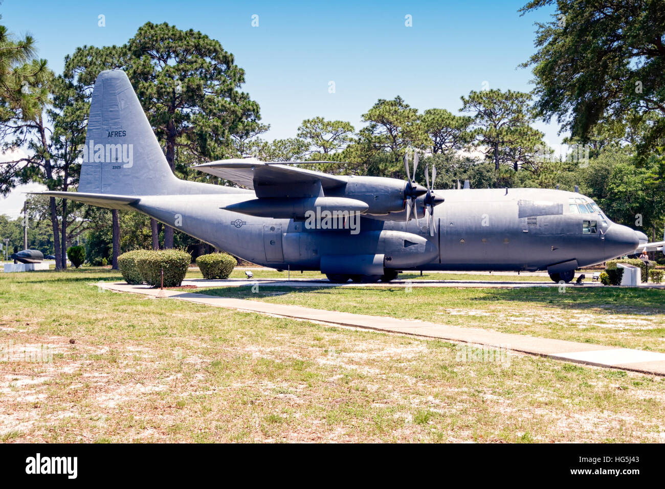 Le Lockheed AC-130A spectre, à l'origine un C-130 Hercules transformé en navire de combat, est exposé au Musée de l'armement de l'Armée de l'Air. Il a été retiré du service actif en 1995 après avoir servi dans le 711e escadron d'opérations spéciales. Banque D'Images