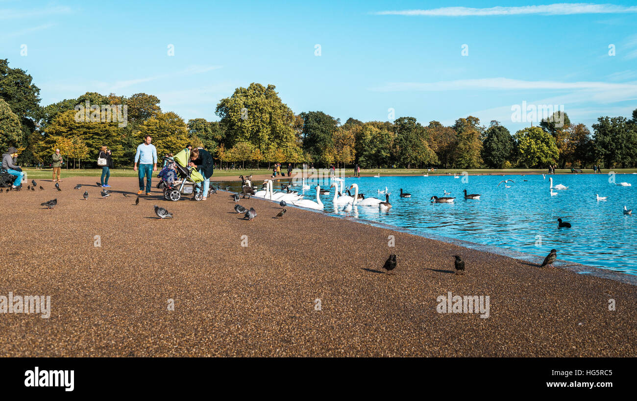 Londres, Royaume-Uni - 17 octobre 2016 : Les gens de visiter les jardins de Kensington à l'extérieur de Kensington Palace à Londres, Angleterre Banque D'Images