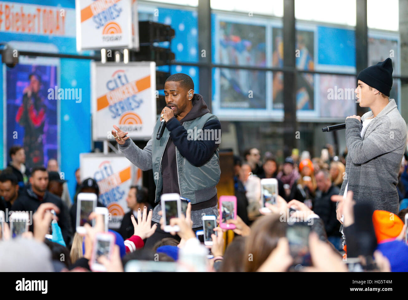 Justin Bieber et Big Sean effectuer sur le Today Show Banque D'Images