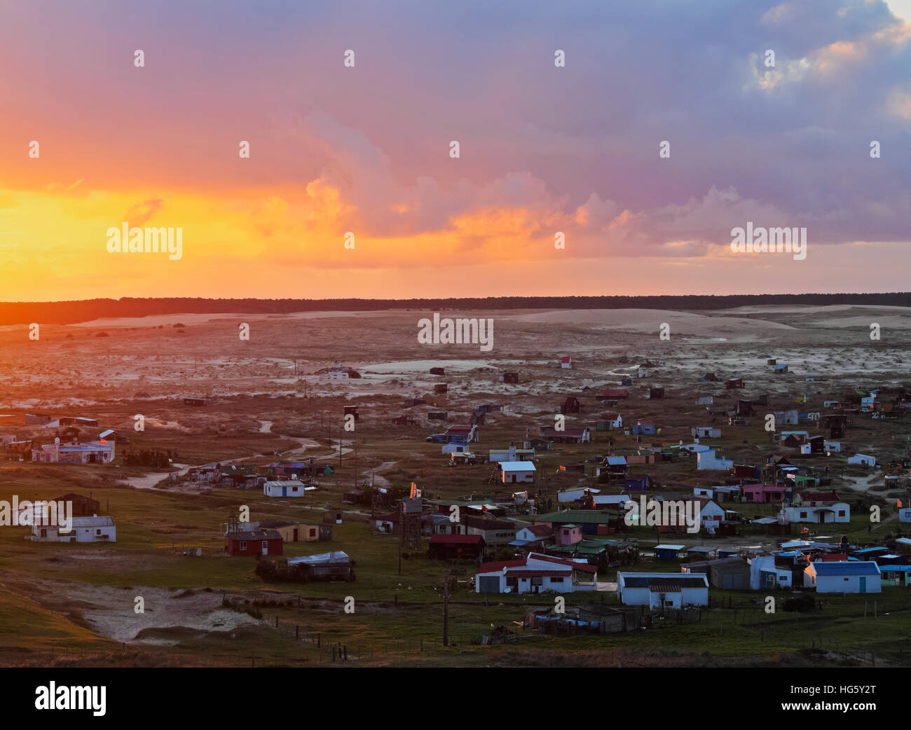 L'Uruguay, Rocha, Ministère de l'Cabo Polonio au coucher du soleil. Banque D'Images