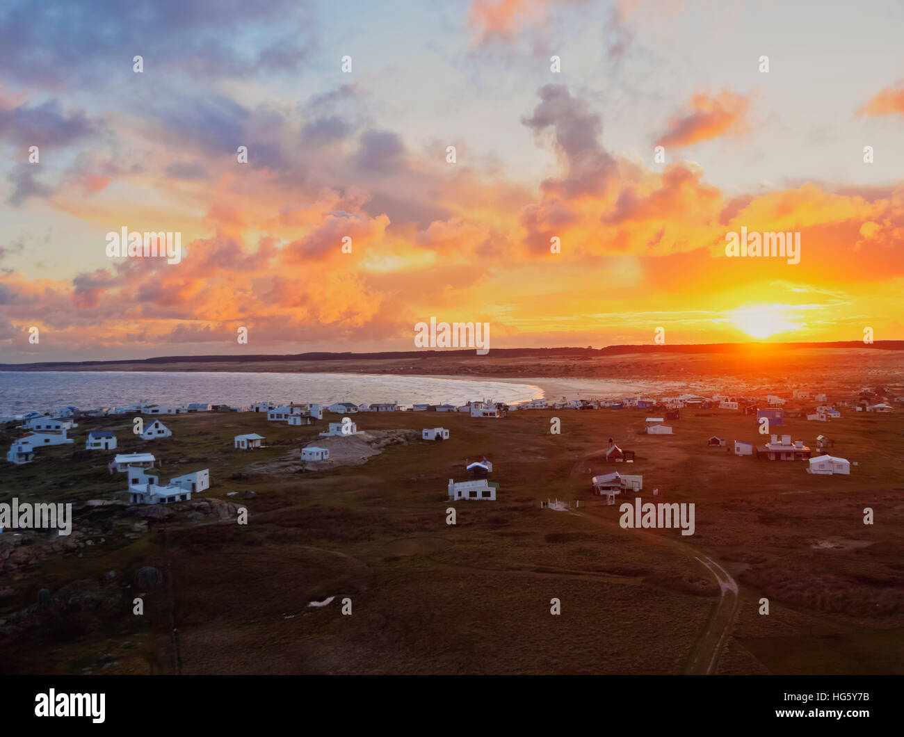 L'Uruguay, Rocha, Ministère de l'Cabo Polonio au coucher du soleil. Banque D'Images