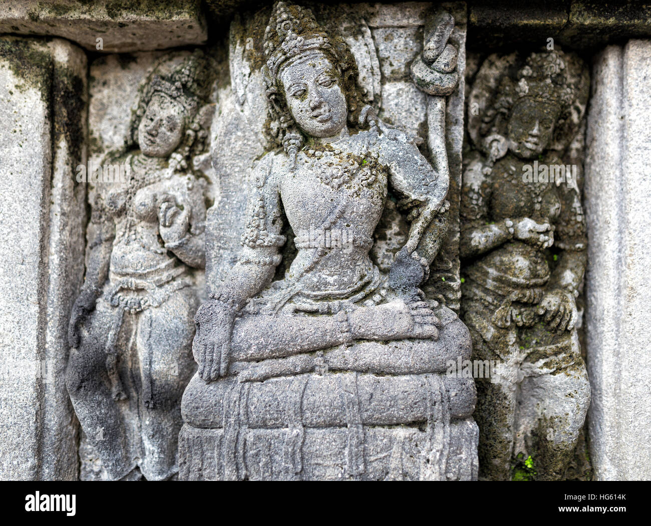Panneau de secours de Temple de Prambanan, centre de Java en Indonésie Asie Banque D'Images