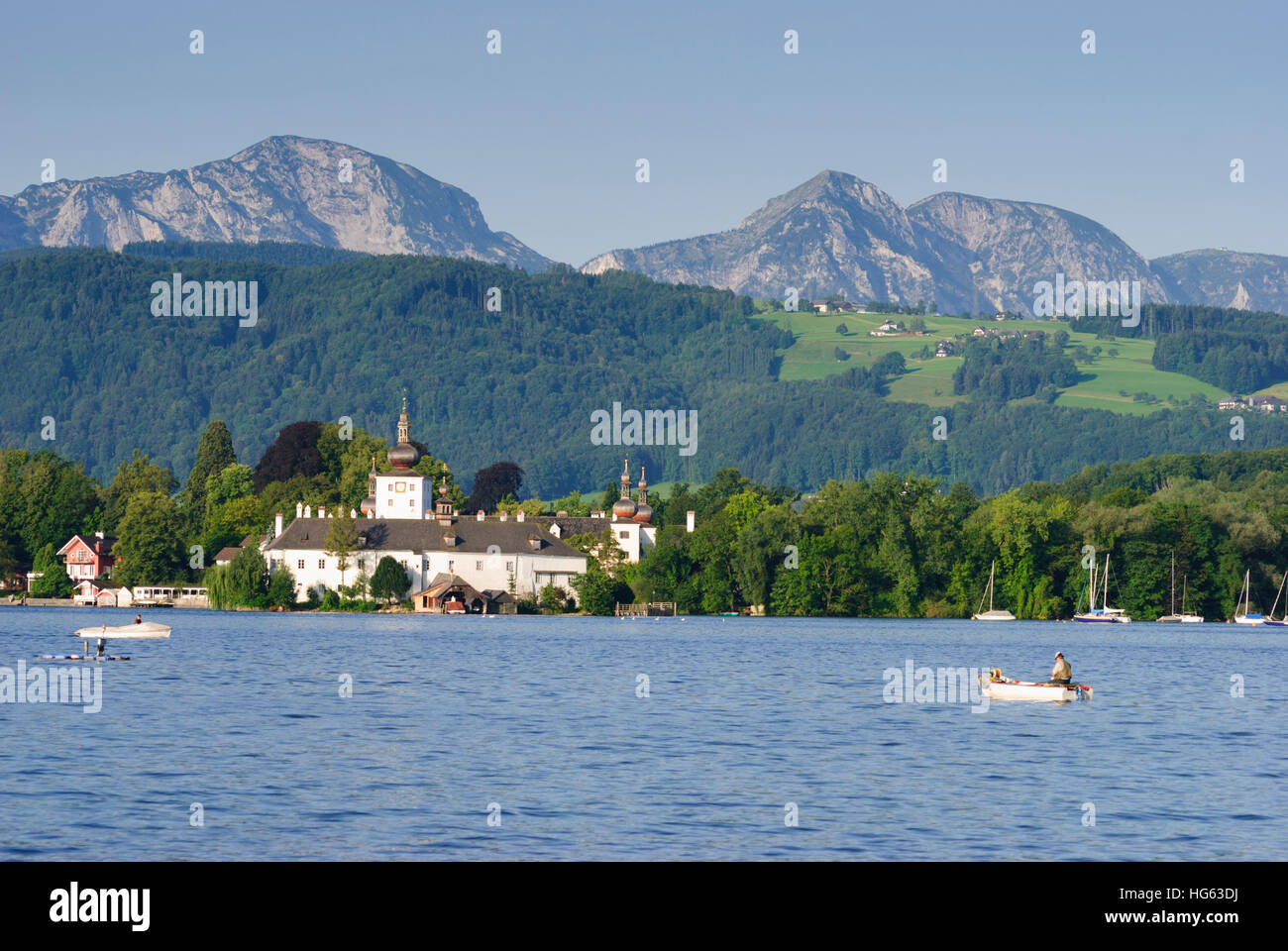 Gmunden : Lac-château Ort dans le lac Traunsee, Salzkammergut, Oberösterreich, Autriche, Autriche Banque D'Images