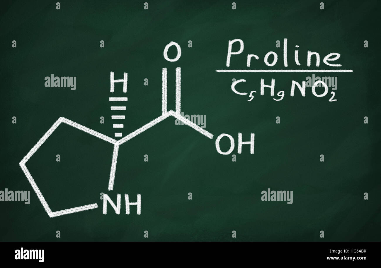 Modèle structurel de la proline au tableau. Banque D'Images