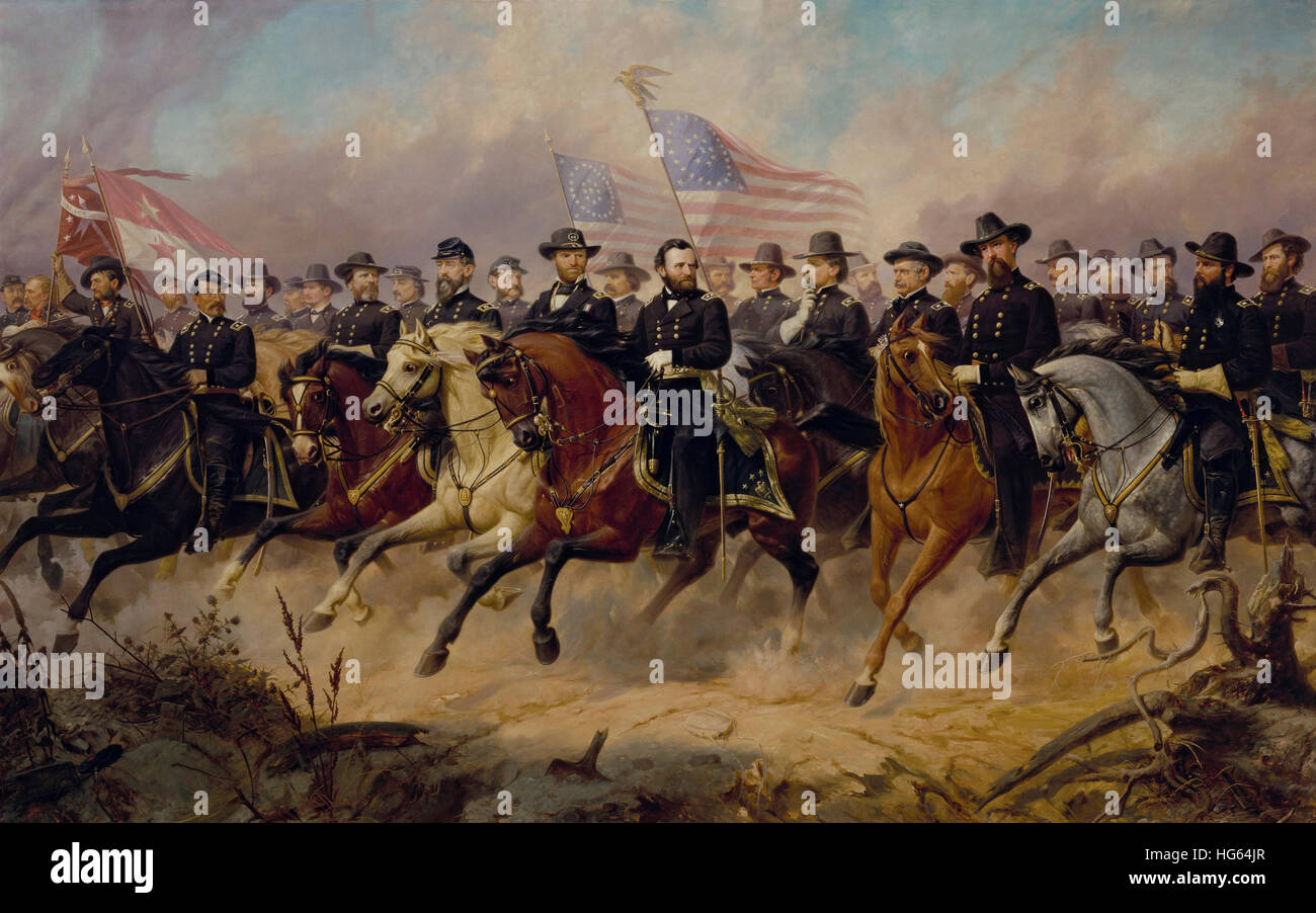Peinture d'Ulysses S. Grant et ses généraux par Ole Peter Hansen Balling. Banque D'Images