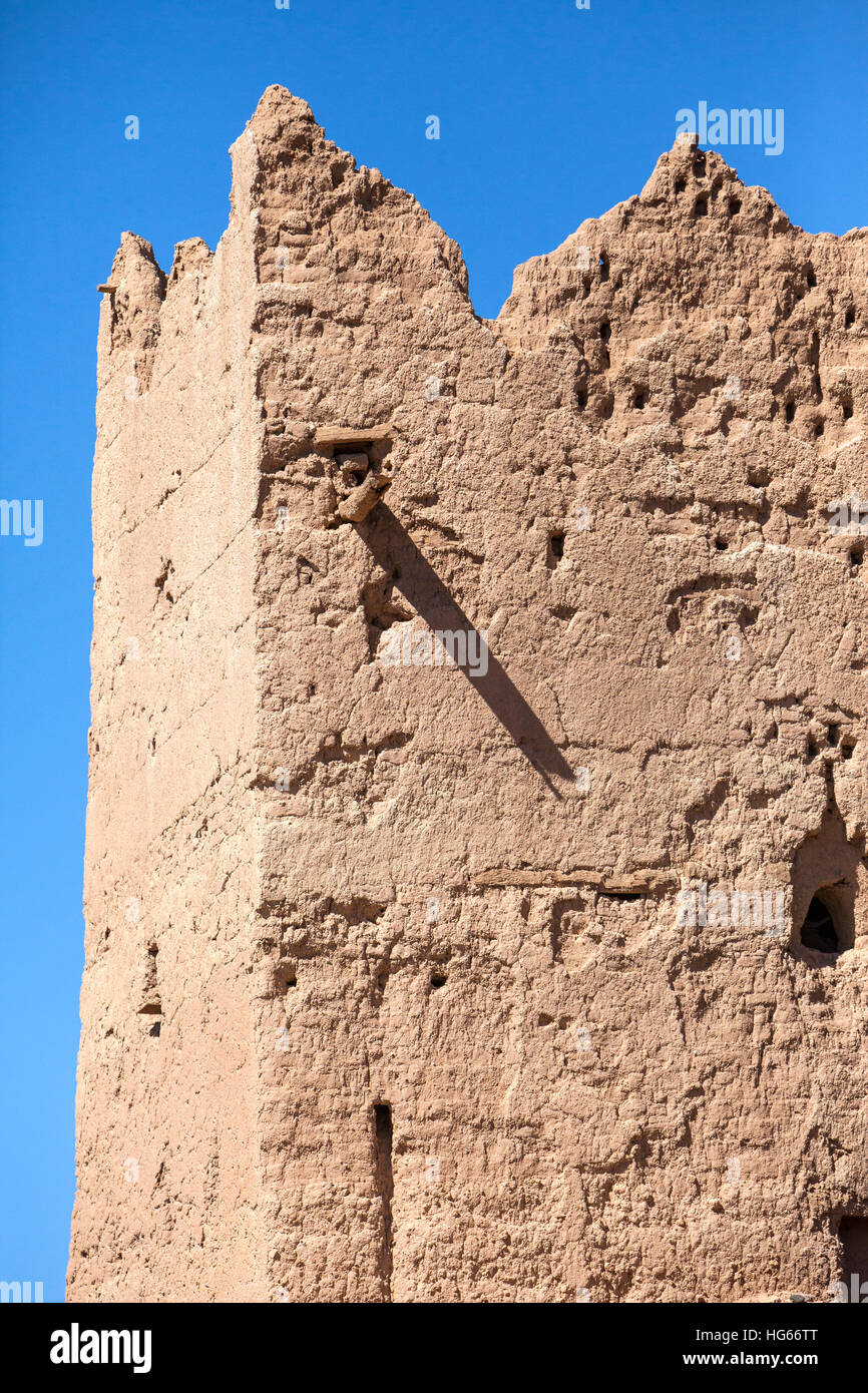 Ksar Elkhorbat, Maroc. La construction en pisé, mur de la Casbah. Banque D'Images