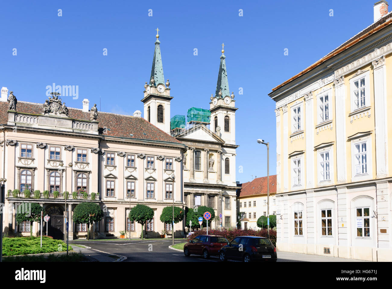 Szombathely (Steinamanger) : le palais de l'évêché (à gauche) et de la cathédrale, , Vas, Hongrie Banque D'Images