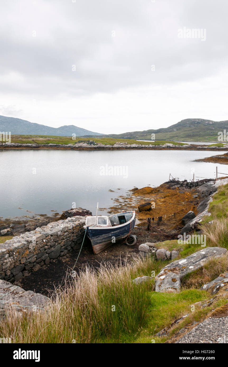 Un petit port à Bàgh Mòr sur l'île de Grimsay dans les Hébrides extérieures. Banque D'Images