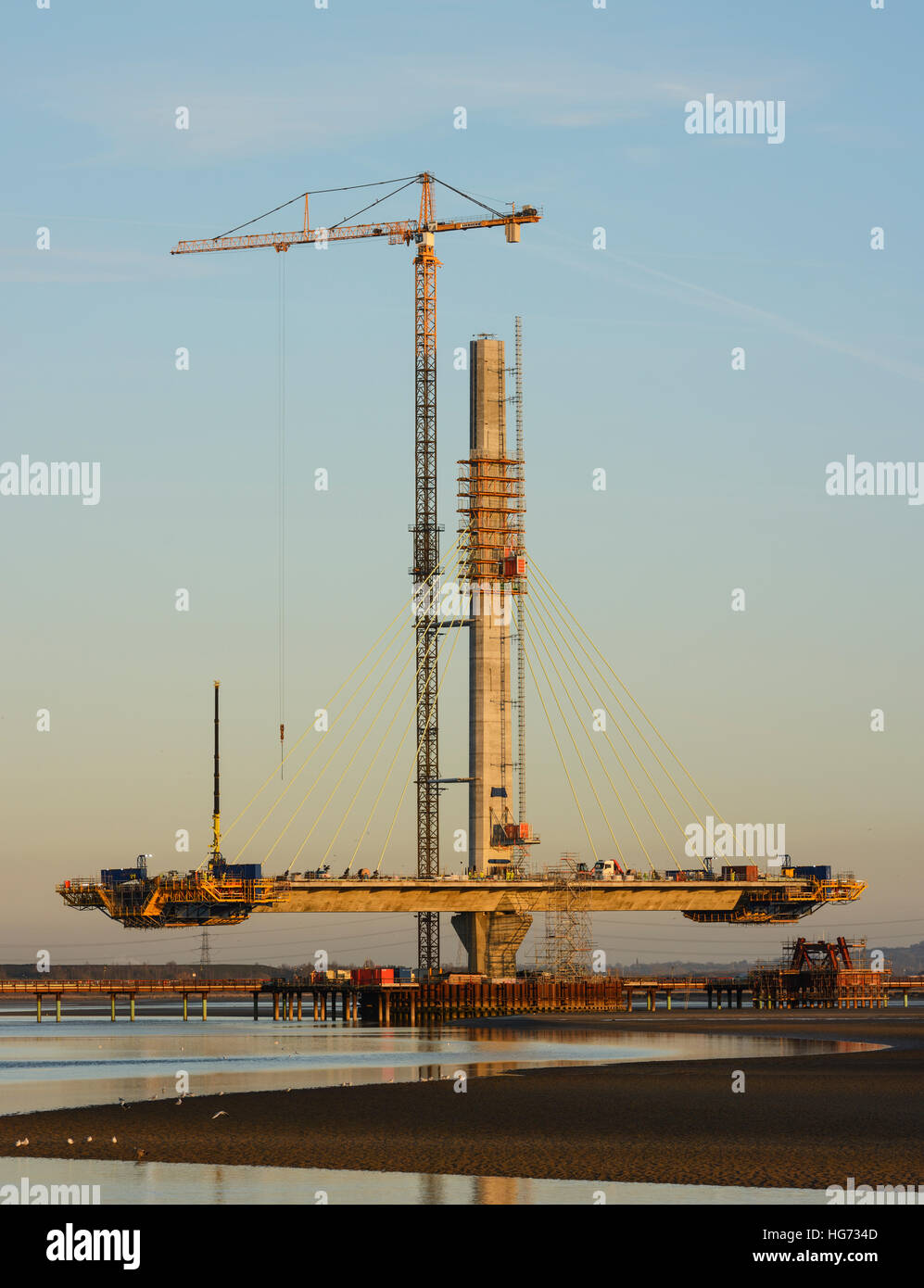 Le projet de Porte Mersey - le nouveau pont en construction Runcorn-Widnes sur la rivière Mersey en Cisjordanie, Widnes. Banque D'Images