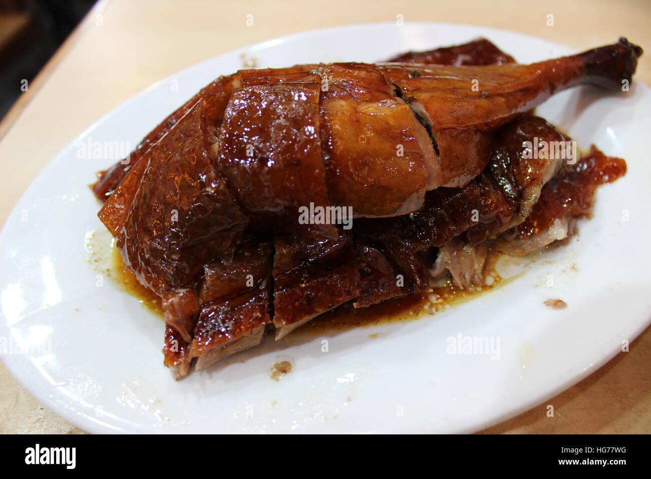 Cuisse de canard rôti sur du riz à Central, Hong Kong Banque D'Images