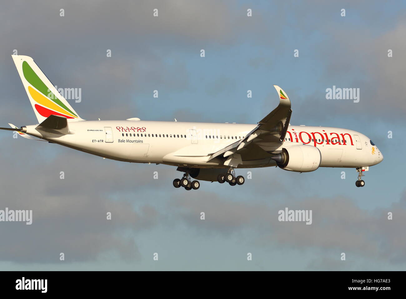 Ethiopian Airlines Airbus A350-900 et-RTA à l'atterrissage à l'aéroport  Heathrow de Londres, UK Photo Stock - Alamy