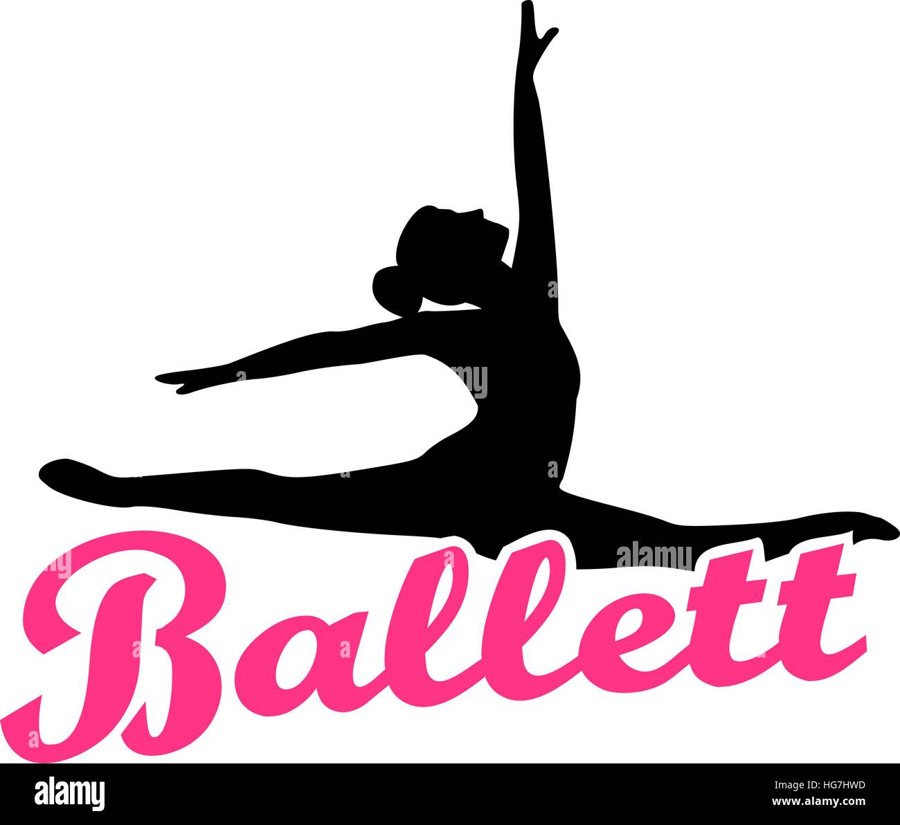 Ballerine avec retro ballett mot allemand Illustration de Vecteur