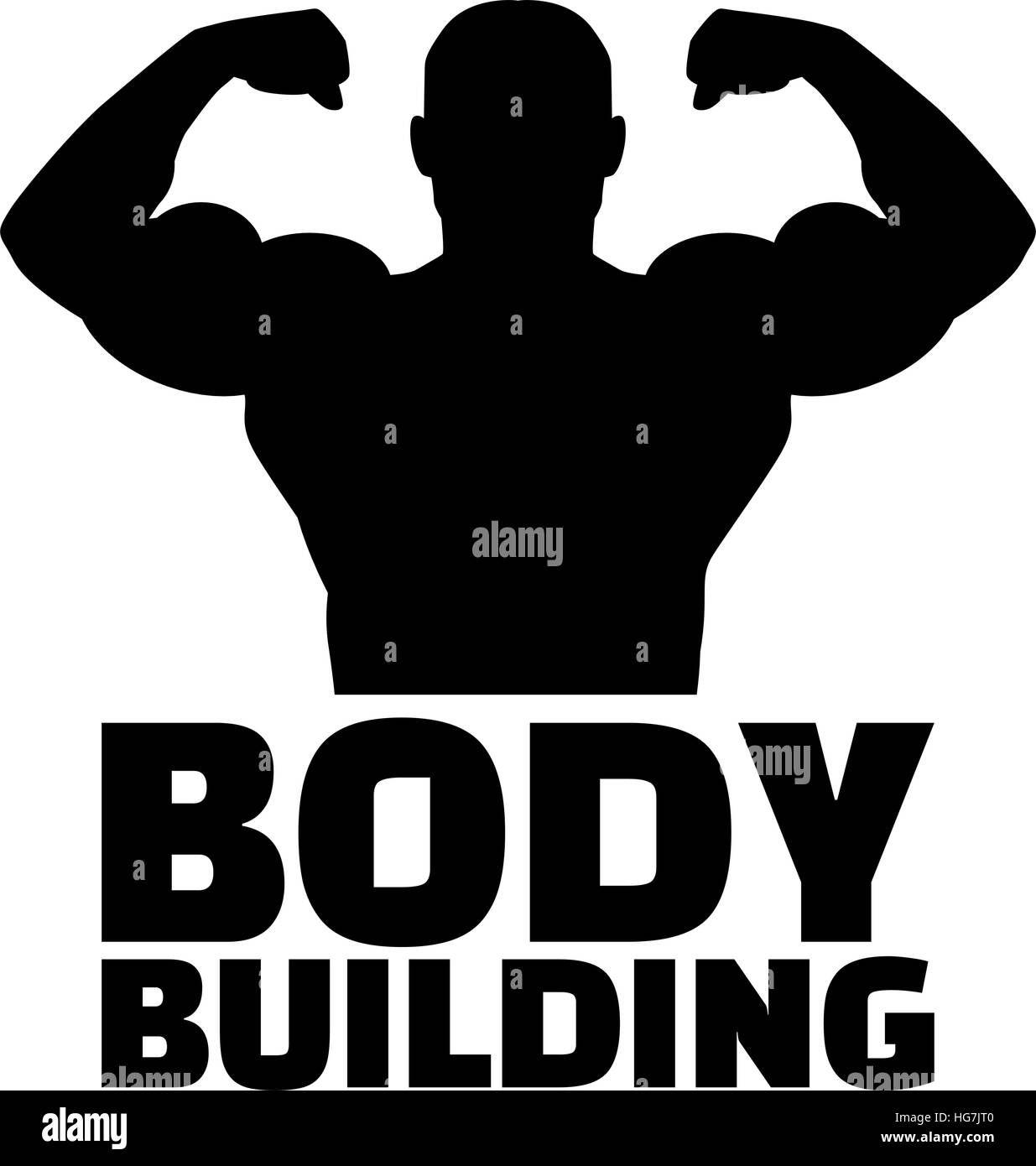 Silhouette avec word bodybuilding Bodybuilder Illustration de Vecteur