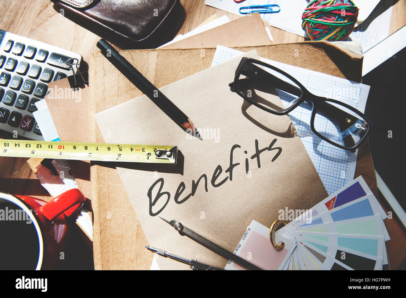 La compensation du revenu les prestations d'assistance l'avantage Concept Banque D'Images