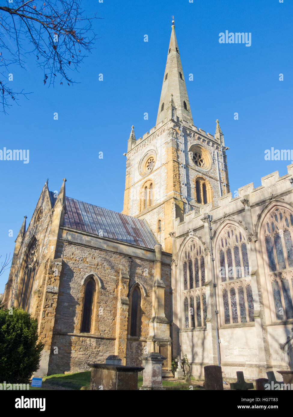 L'église Holy Trinity, Vieille Ville, Stratford upon Avon, Warwickshire, England, UK en hiver Banque D'Images