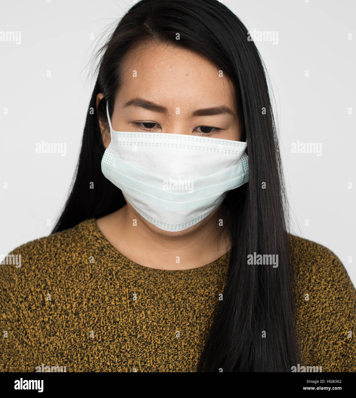 Masque de protection maladie femme Concept Fièvre Banque D'Images
