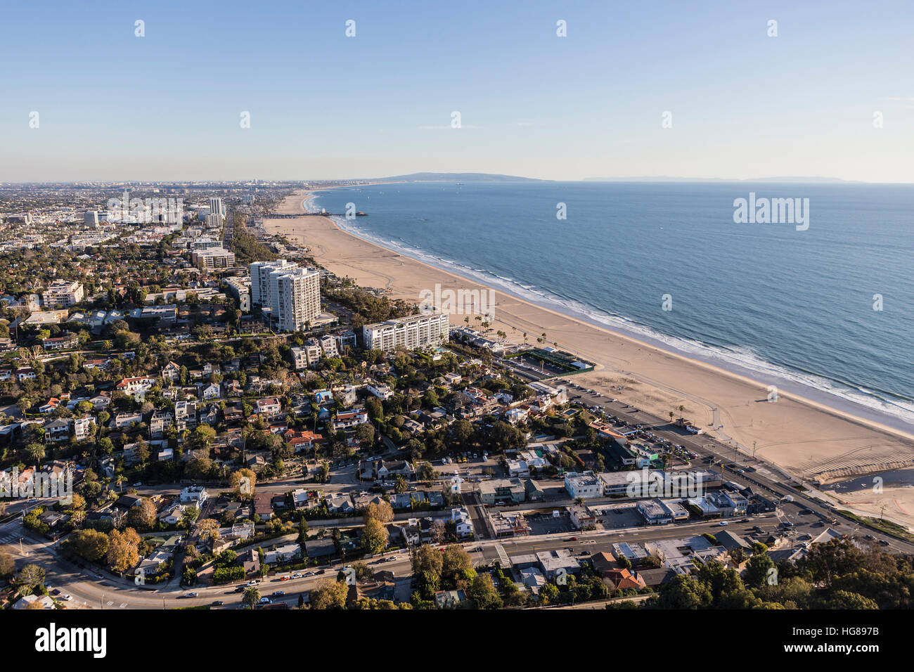 Vue aérienne de Santa Monica et Los Angeles en Californie du Sud. Banque D'Images