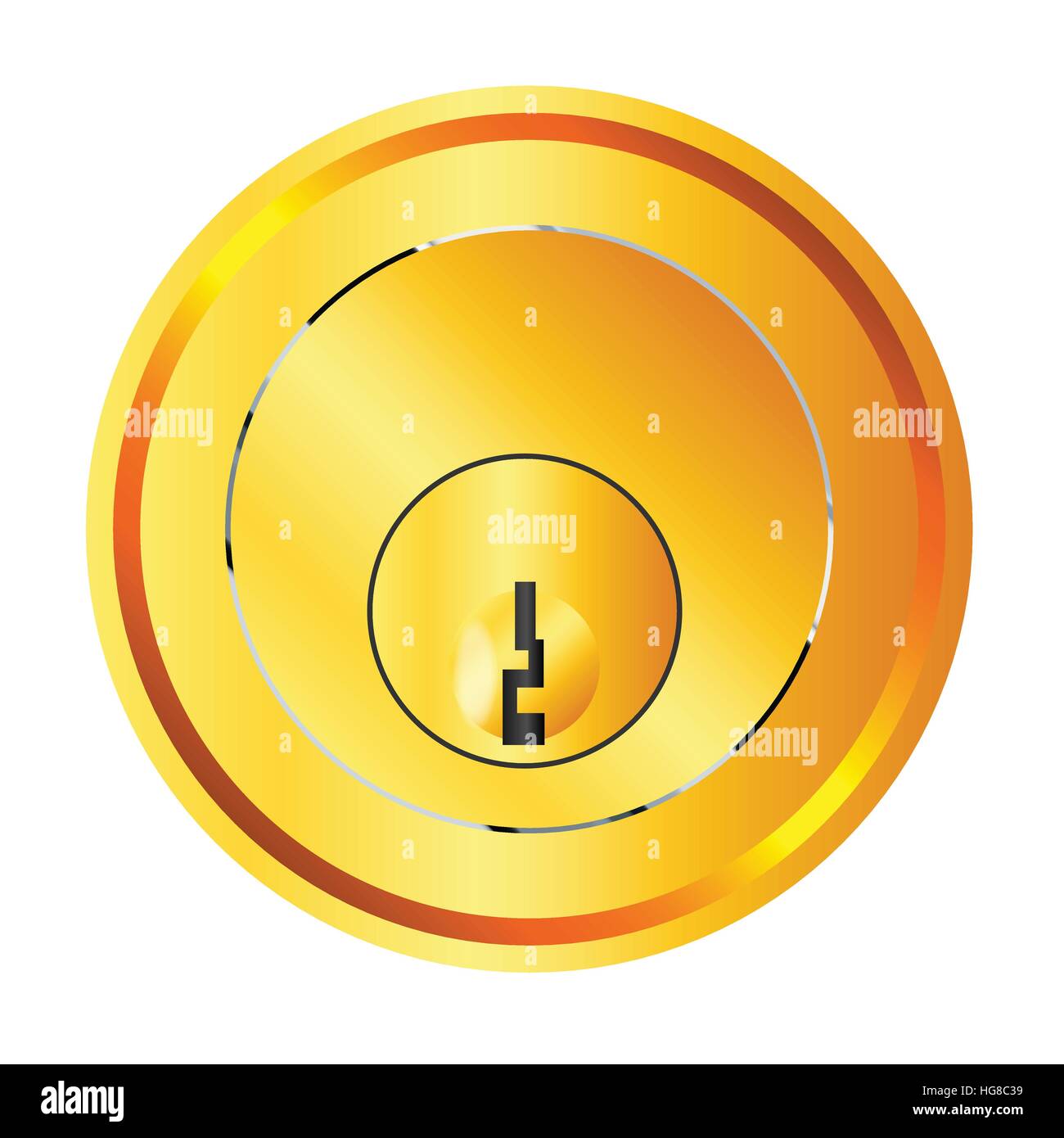 Une ronde bouton de porte avant avec serrure intégrée sur un fond blanc Illustration de Vecteur