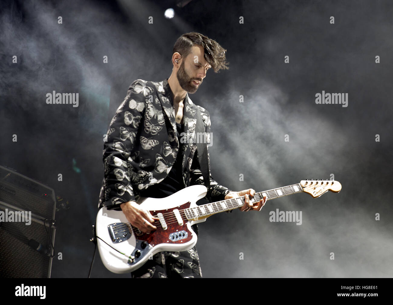 L'exécution de placebo à la Manchester Arena comprend : Placebo, Stefan Olsdal Où : Manchester, Royaume-Uni Quand : 05 déc 2016 Banque D'Images