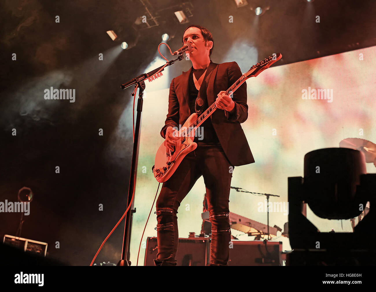 L'exécution de placebo à la Manchester Arena comprend : Placebo, Brian Molko Où : Manchester, Royaume-Uni Quand : 05 déc 2016 Banque D'Images