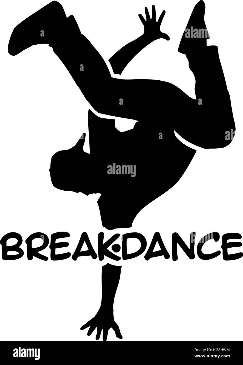 Silhouette de breakdance avec word Illustration de Vecteur