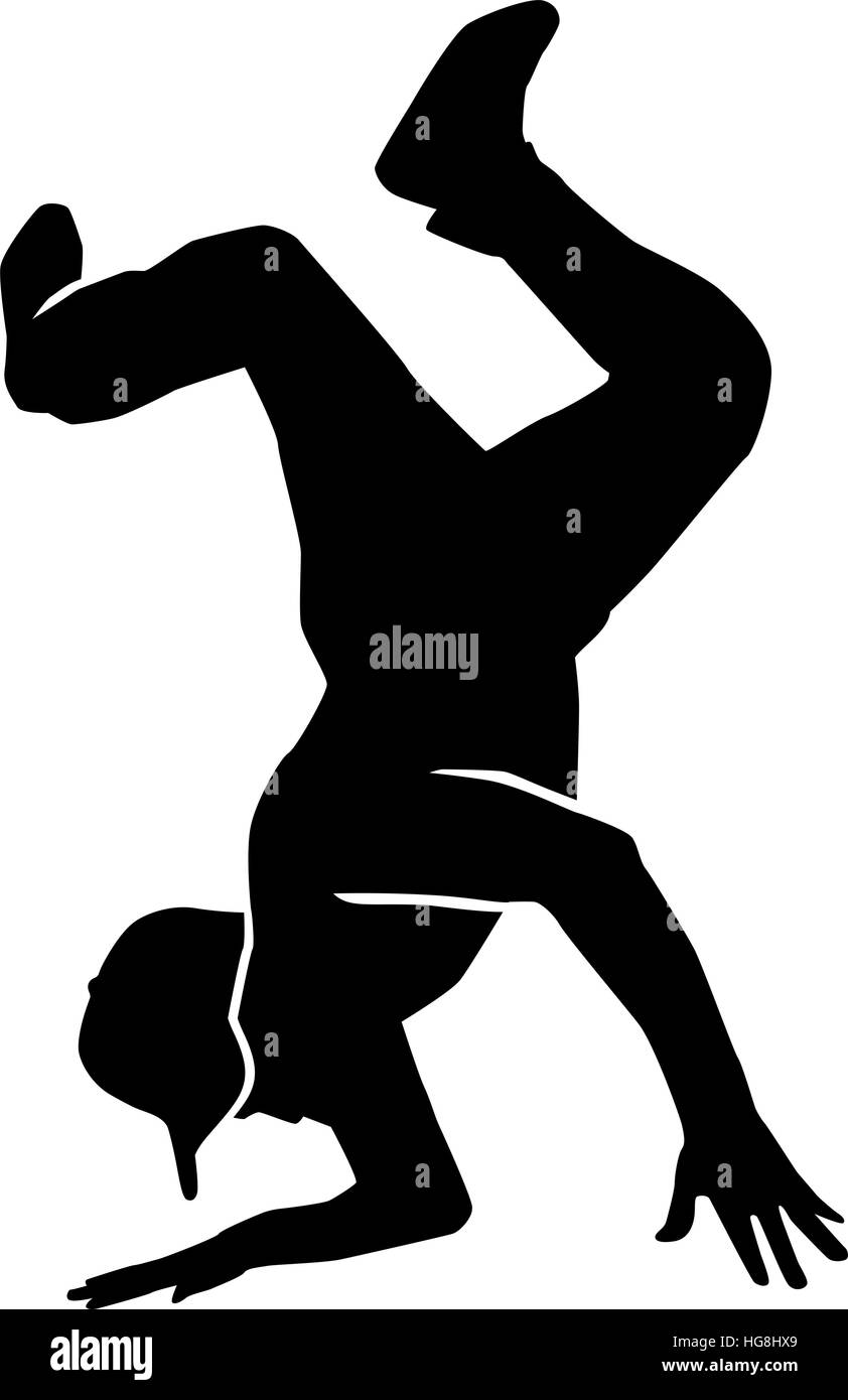 Silhouette stunt breakdance Illustration de Vecteur