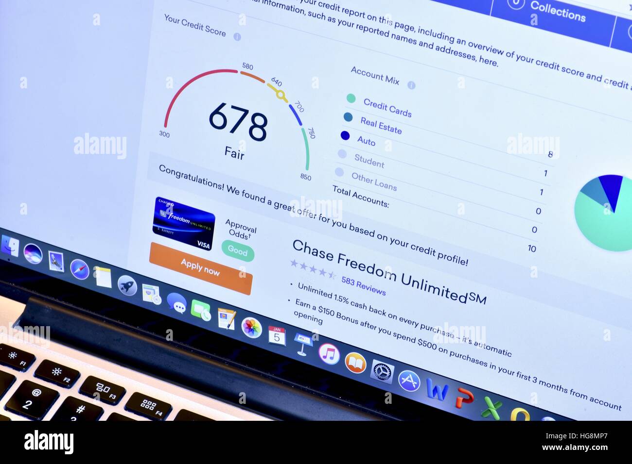 Le Credit Karma site web affichant le score de crédit à la consommation Banque D'Images