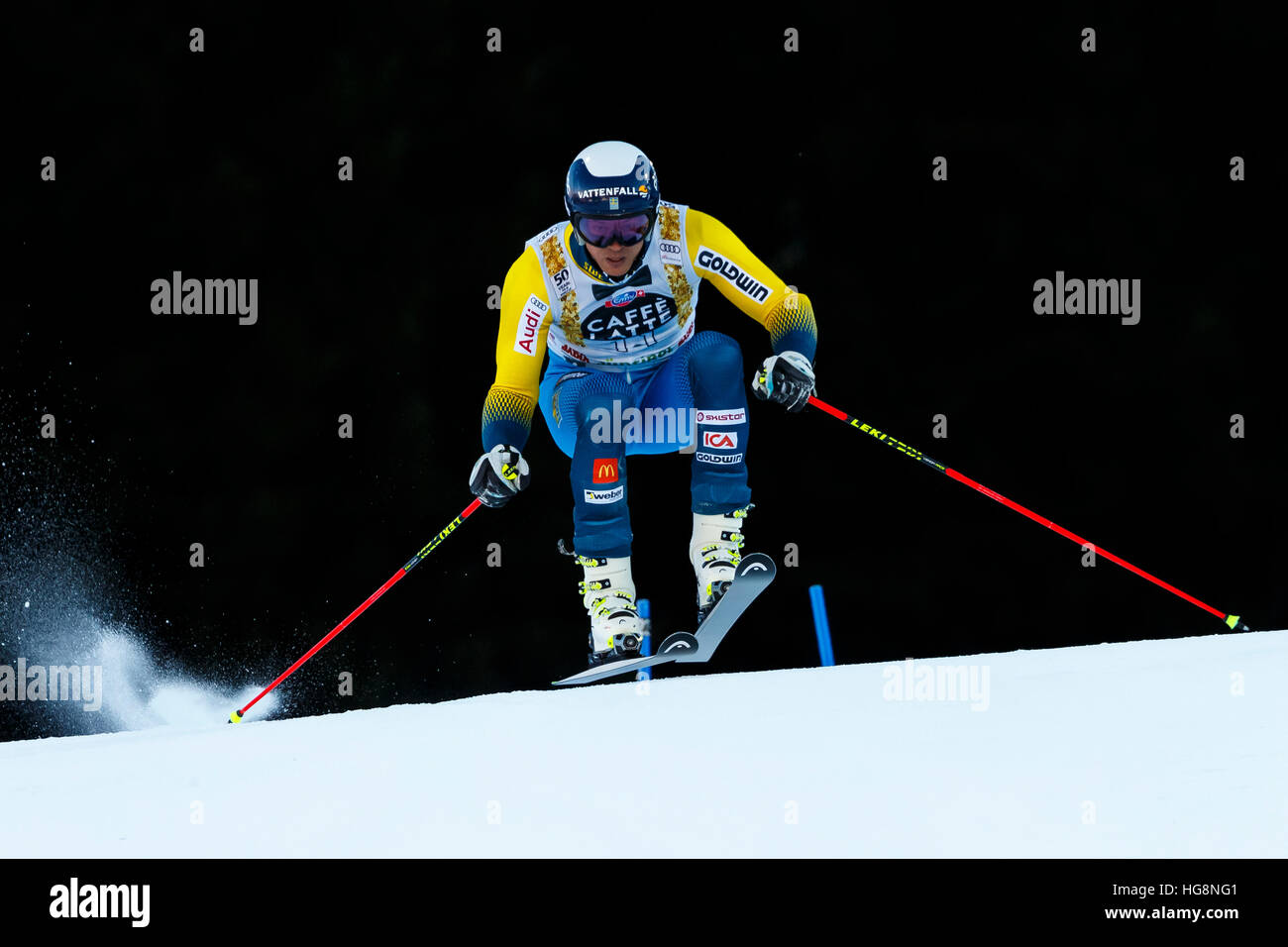 L'Alta Badia, Italie 18 décembre 2016. MYHRER Andre (SWE) qui se font concurrence sur les AUDI FIS Coupe du Monde de Ski alpin Slalom géant hommes sur la Gran Risa Cours Banque D'Images